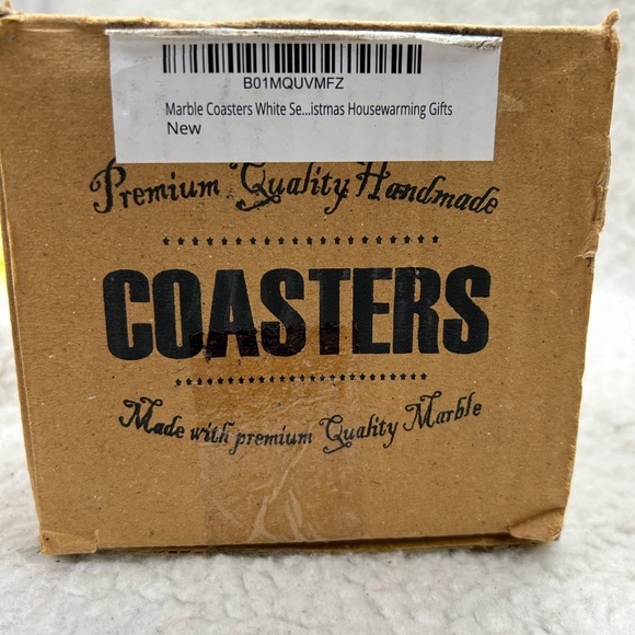 Coasters white square marble 4 made in India handmade 4" x 4" - Picture 8 of 9